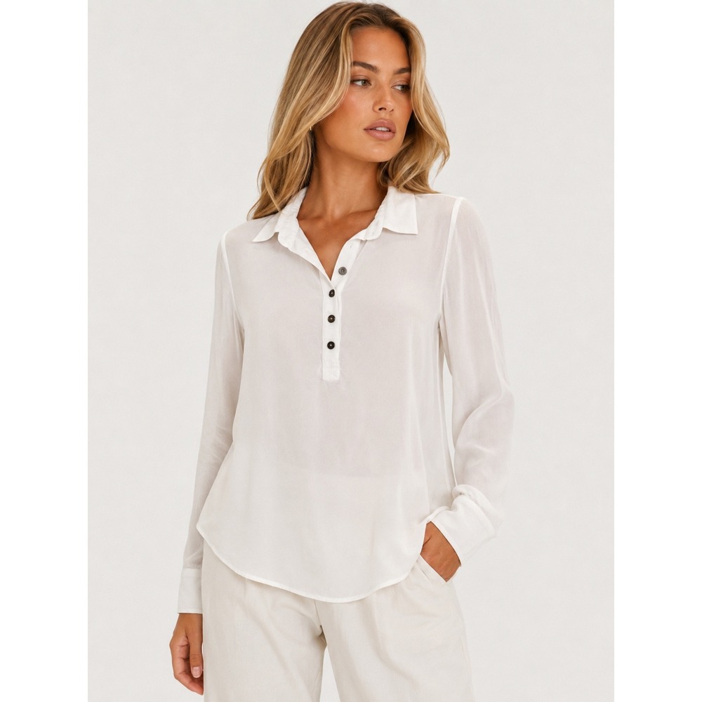 A Pea in the Pod Maternity Henly Top White Long Sleeve Size L